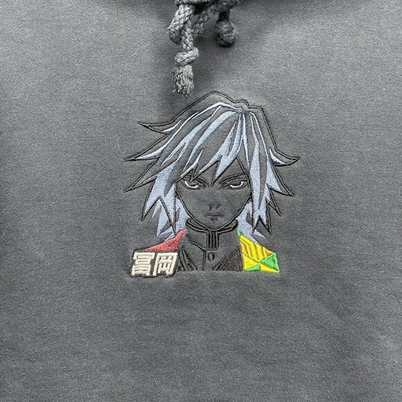 Scary Kids Small Blue Black Hoodie Giyu Tomioka Demon Slayer - Picture 2 of 5